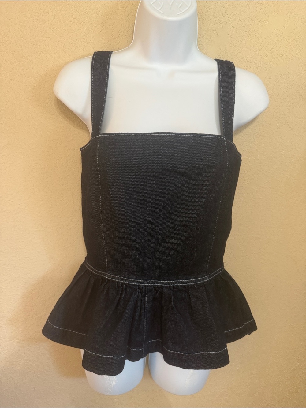 ASOS dark blue Denim Peplum Top